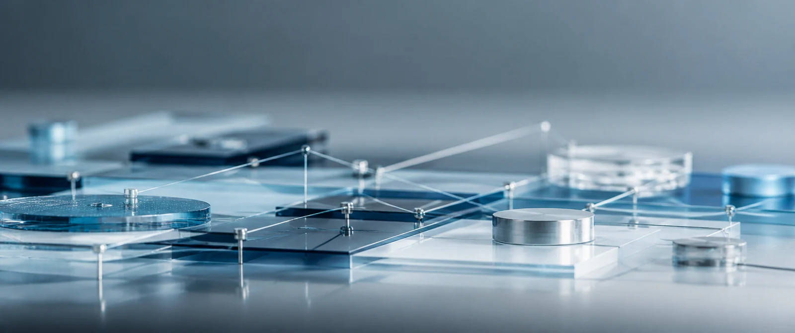 Precision components and transparent layers connected as a research system